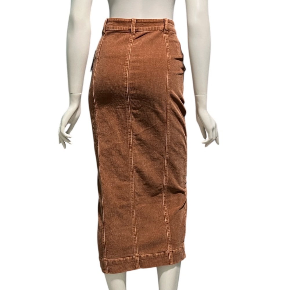 NWT Forever 21 Corduroy Button Down MIDI Pencil Skirt Praline Brown XS - Picture 5 of 12